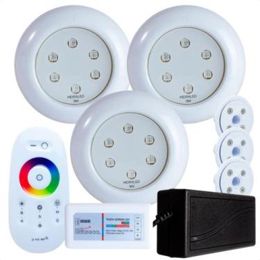 Imagem de Kit 3 Refletores Led 9w RGB ABS e Comando para Iluminação Piscina Vini