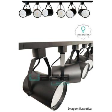 Imagem de Kit Trilho Eletrificado 1M Preto 4 Spot Par30 Led Luz Neutra