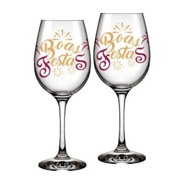 Imagem de Kit Com 2 Taças de Vinho - Boas Festas - Simas Presentaria
