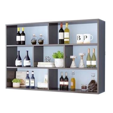 Imagem de Rack de vinho montado na parede, prateleira de vinho flutuante de madeira para bar doméstico, armário de bebidas moderno, suporte de taça de vinho elegante, armazenamento de vinho decorativo para