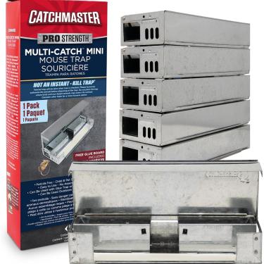 Imagem de Catchmaster Pacote com 6 mini armadilhas para mouse multicaptura, armadilhas humanizadas para uso interno, inclui placa de cola substituível, controle de pragas de captura ao vivo para garagem e