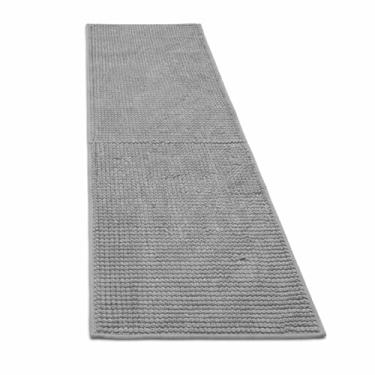 Imagem de Tapete Passadeira Grande Cozinha Banheiro Antiderrapante Material Macio Gostoso de Pisar Bolinha/Dedinho - 110x40 cm (Cinza)