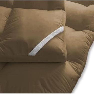 Imagem de Pillow top cama solteiro, casal, Queen e king box protetor de colchão macio toque (Avelã,Casal)