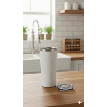 Imagem de Copo de água de aço inoxidável isolado de parede dupla com tampa resistente a derramamentos, copo de viagem portátil de 590 ml para bebidas quentes e frias, copo de grande capacidade para porta-copos