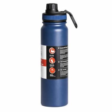 Imagem de Garrafa Térmica de Água em Aço Inoxidável 800ml Isolamento Térmico de Parede Dupla com Alça e Bico Esportivo, para Academia e Esportes (Azul)