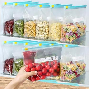 Imagem de Recipiente de alimentos reutilizável para geladeira bolsa de armazenamento com zíper selada transparente para cozinha bolsa de zíper recipientes de vedação de plástico (médio, 16 x 23 cm, 15 peças)