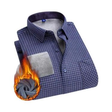 Imagem de Camisa De Negócios Masculina De Manga Longa Em Flanela Grossa Para Out