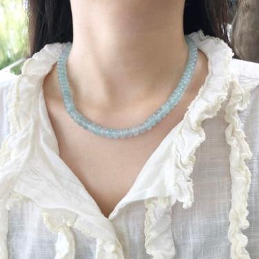 Imagem de Iswawo Colar feminino com contas de pedras preciosas, cor pura, boho, miçangas, pedra natural, surfista, praia, arco-íris, banhado a ouro 18 K, joias artesanais, berloque, presentes de aniversário