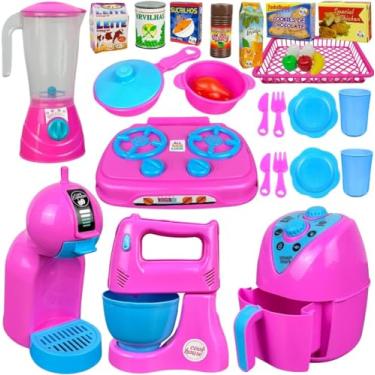 Imagem de Kit Cozinha De Brinquedo 30 Pçs Infantil Completa Com Comidinhas Acessórios Eletrodomésticos
