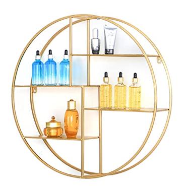 Imagem de Prateleiras flutuantes industriais - Prateleira de parede redonda para armazenamento e decoração, rack de metal para vinho, banheiro, quarto, sala de estar, cozinha, escritório