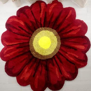 Imagem de Tapete de banho ultramacio e fofo, feito à mão, antiderrapante, absorvente em forma de flor de pelúcia para banheiro, quarto, sala de estar - tapete de chão de banheira fofo