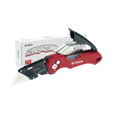 Imagem de Estilete Dobrável De 3 Posições Com 3 Lâminas Extras E Design De Armaz