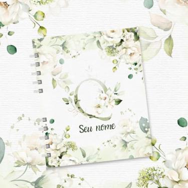 Imagem de Caderno A5 Floral Personalizado com Nome e Inicial, Caderno de Anotações sem Pauta, Caderneta Capa Dura, Caderno Espiral 96 Folhas para Estudos e Organização (Q,DECORADO)
