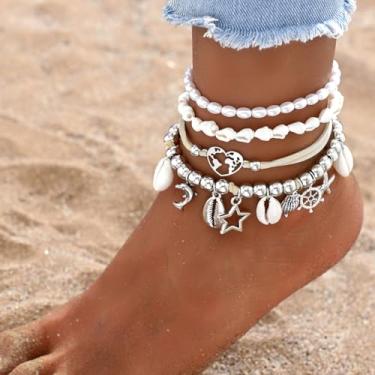Imagem de Tornozeleiras femininas Boho com contas, tornozeleiras para mulheres, joias de praia ajustáveis