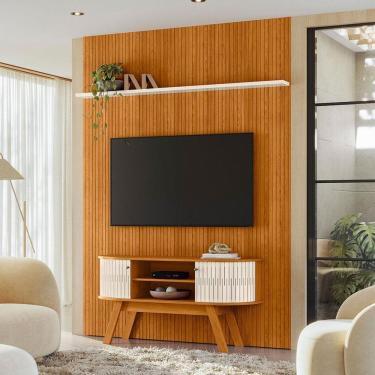 Imagem de Painel Piso Teto New Interlagos Com Rack Bancada Atlanta New Silverstone Ambiente Cinamomo Off White- Madetec