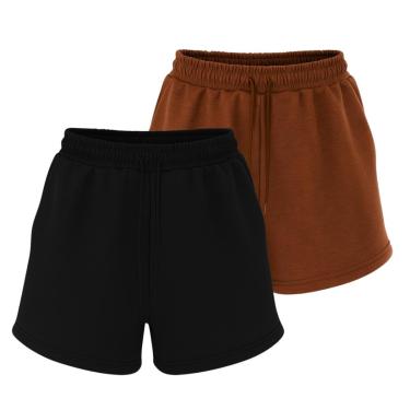 Imagem de Kit 2 Bermudas de Moletinho Masculinas Casuais com Bolsos e Cós Ajustável-Masculino