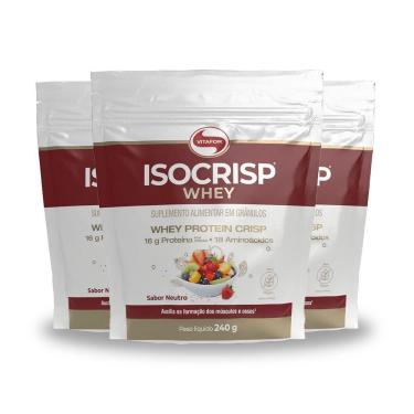Imagem de Kit 3 Isocrisp Whey Protein Crisp Vitafor Pouch 240g Neutro