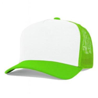 Imagem de Boné Trucker Liso Redinha Tela Aba Curva Cor:Verde Limão Frente Branca