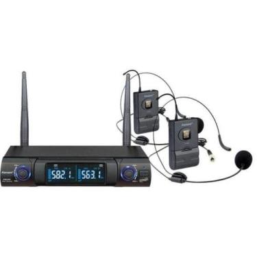 Imagem de Microfone Sem Fio Headset Duplo Karsect KS248DH Preto