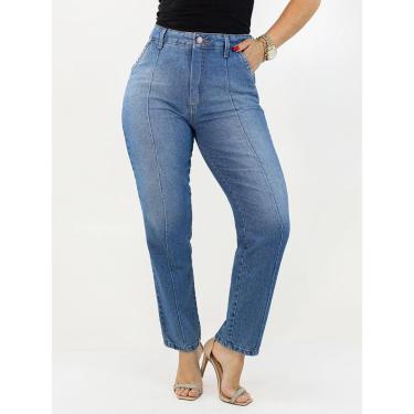 Imagem de Calça Feminina Mom Jeans Friso Frontal Cintura Alta Anticorpus-Feminino
