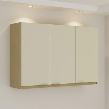 Imagem de Armário Aéreo Cozinha 120 Cm Nanda 3 Portas Natural/Arenas - Tecno Mobili