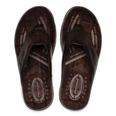 Imagem de Chinelo Masculino Pegada Anilina Couro Tiras Marrom, Marrom, 40