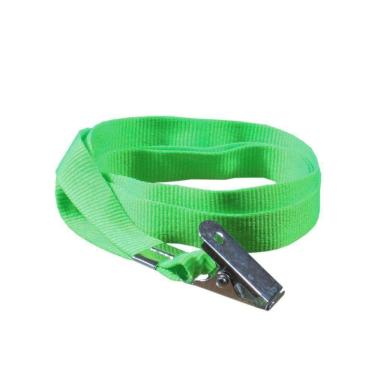 Imagem de Cordão Para Crachá Com Jacaré Amarelo Fluorescente 12Mm 10Un