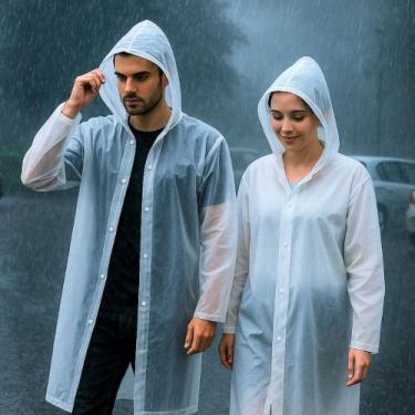 Imagem de Capa Protetora De Chuva Unissex Reutilizável Resistente Com Capuz P/ P