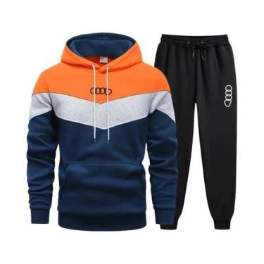 Imagem de Conjunto De Moletom Casual Masculino Tricolor Com Capuz, Roupas Esport
