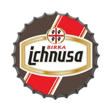 Imagem de Placa Redonda De Metal Vintage Com Tampa De Garrafa De Vinho Ou Cervej