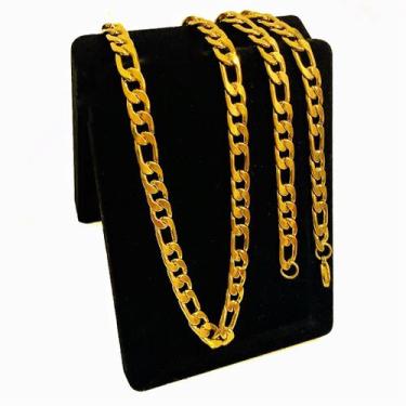 Imagem de Cordão Grumet 3x1 Corrente Masculino Banhada Ouro 18k Colar Moderno Gr