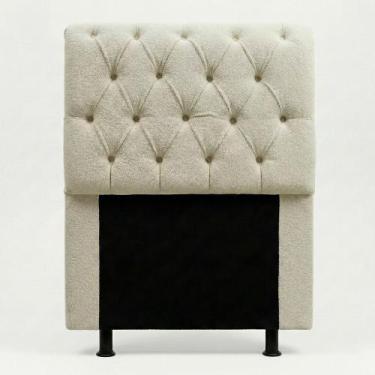 Imagem de Cabeceira Cama Box Solteiro Sarah 90cm com Frame Bouclê Bege - Abmaza