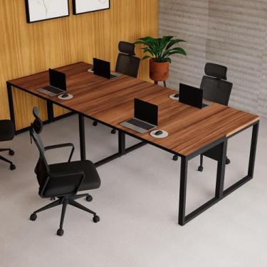 Imagem de Plataforma de Trabalho 4 Pessoas 2,80m x 1,20m Pés Metal Escritório F5