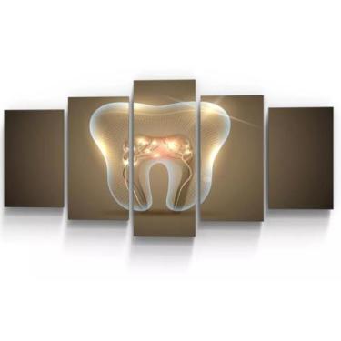 Imagem de quadro decorativo 5 telas Dente Consultorio Dentista" - aero print