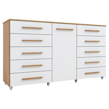 Imagem de Cômoda Multiuso 10 Gavetas 1 Porta Ferrari com Rodízios