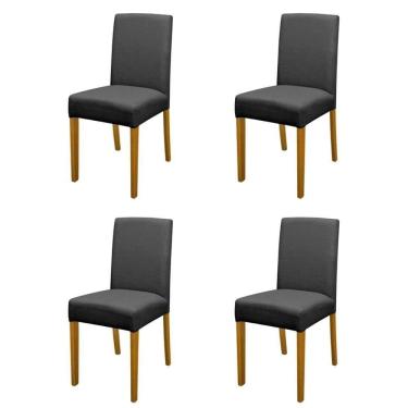 Imagem de Kit 4 Cadeiras De Jantar Estofadas Madeira Maciça Multimóveis Cr15021 Madeirado-Preto