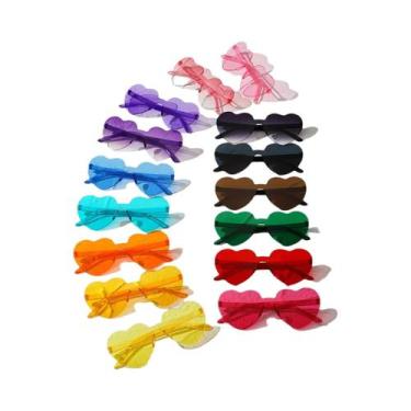 Imagem de Óculos De Sol Unissex Sem Armação Em Forma De Coração 15pcs Cores Cand