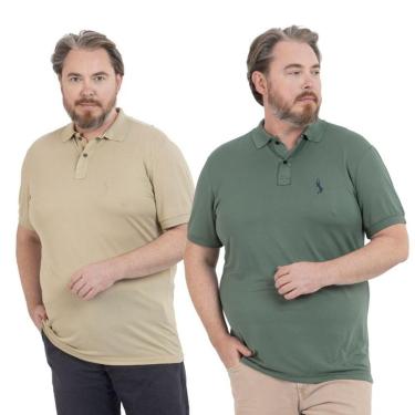 Imagem de Kit 2 Camisa Polo Masculina Plus Size Piquet Viscose Dry-Masculino