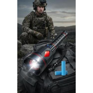 Imagem de Lanterna Tática P90 Ultra Potente 2km Foco Zoom Profissional - Congrat