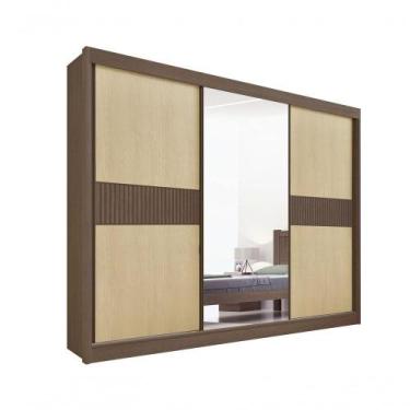 Imagem de Guarda Roupa Casal Ripado Com Espelho Sem Pés Los Angeles 3 Portas 6 G