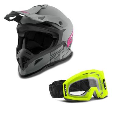 Imagem de Kit Capacete Pro Tork Fast 788 Grey Fosco + Óculos Pro Tork Blast Fluo