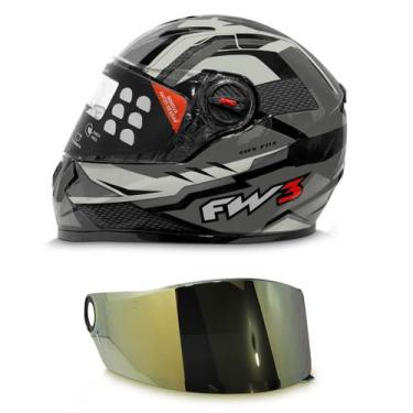 Imagem de Capacete Moto Fechado Fw3 Modelo Gtx Fox Mais Viseira Adicional, Grafi