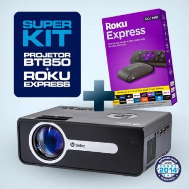 Imagem de Kit Projetor Betec BT850 2100 Lumens HD + Roku Express Smart Wifi - Be