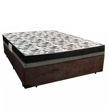 Imagem de Cama Box Casal Suede + Colchão Casal Ortobom Iso Dupla Face 60x138x188 marrom
