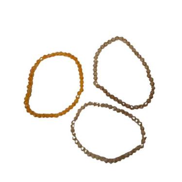 Imagem de 03 Pulseira Miçanga Laranja, Bege e Marrom Cristal - Generica