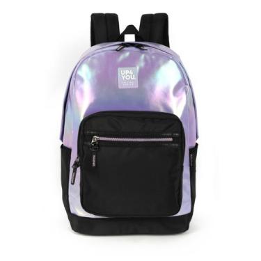 Imagem de Mochila de Costas Média Juvenil Básica Glitter Up4you, Prata, Único