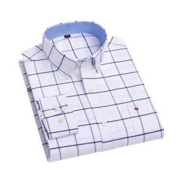 Imagem de Camisa Casual De Manga Longa Em Oxford 100% Algodão Para Homens, Estam