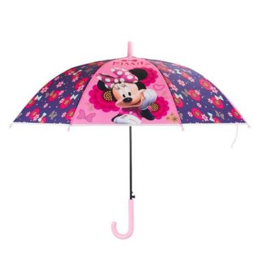 Imagem de Guarda chuva infantil rosa flores minnie 68x80cm - disney