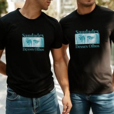 Imagem de Camisa Algodão Feminina Casual Estampa Saudade Desses Olhos Conforto E