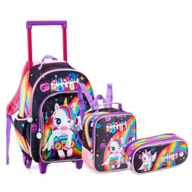 Imagem de Mochila de Rodinhas Escolar Infantil 3 Peças Unicórnio Power - KLIZZ